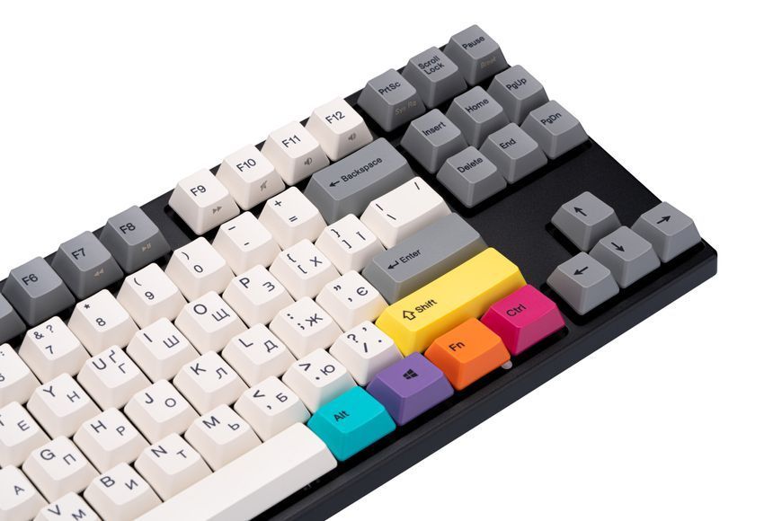 Varmilo Клавіатура механічна VEM87 CMYK 87Key, EC V2 Ivy, USB-A, EN/UKR, White Led, Чорний