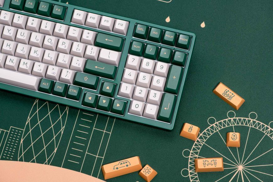 Akko Клавіатура механічна 3098S London 98Key, TTC Speed Silver, USB-A, Hot-swappable, EN/UKR, RGB, Зелений