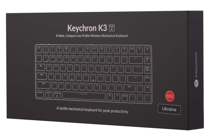 Keychron Клавиатура механическая K3 84Key, Gateron Blue, BT/USB-A, Low Profile, EN/UKR, No Led, White