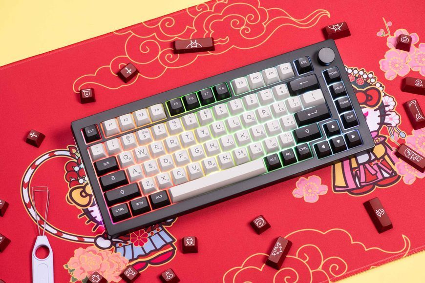 Akko Клавиатура механическая 5075B Plus Dracula 75Key, CS Cream Yellow V3, BT/WL/USB-A, Hot-swappable, EN/UKR, RGB, Черный