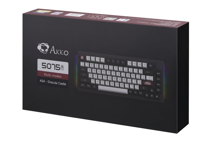 Akko Клавиатура механическая 5075B Plus Dracula 75Key, CS Cream Yellow V3, BT/WL/USB-A, Hot-swappable, EN/UKR, RGB, Черный