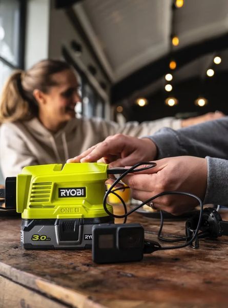 Ryobi Інвертор напруги акумуляторний ONE+ RY18BI150A-0, 220 Вольт, 150Вт/300Вт пікова, (без АКБ та ЗУ)