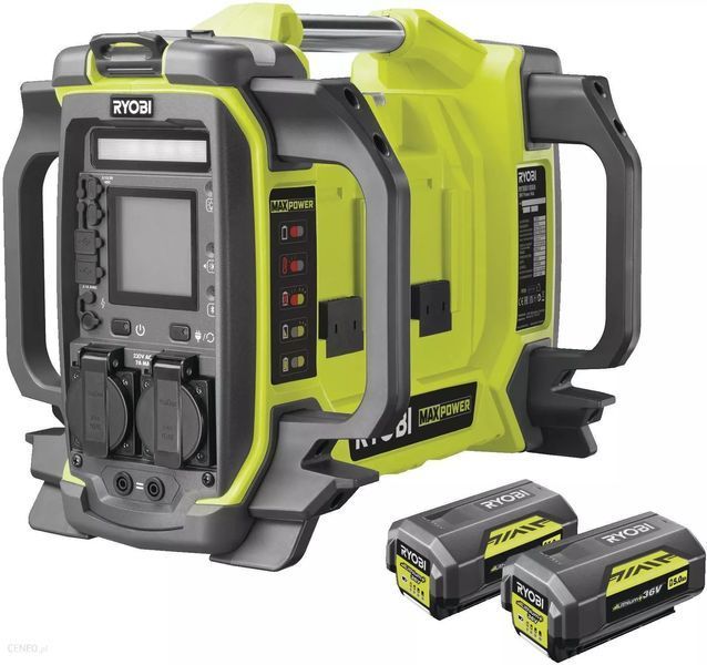 Ryobi Инвертор напряжения аккумуляторный RY36BI1800A-250, MAX POWER 36В, АКБ 2 х 5.0Ач, 1800Вт (3000 Вт пиковая)