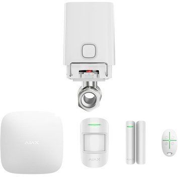Ajax Комплект охранной сигнализации StarterKit 2 + Умный шаровой кран WaterStop 1", белый