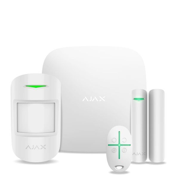 Ajax Комплект охранной сигнализации StarterKit 2 + Умный шаровой кран WaterStop 1", белый