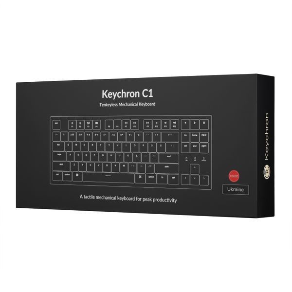 Keychron Клавіатура механічна C1 87Key, Gateron G pro Red, USB-A, EN/UKR, No Led, Сірий