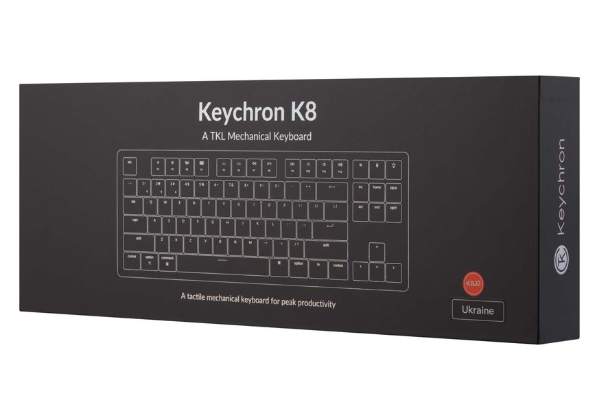 Keychron Клавиатура механическая K8 87Key, Gateron G Pro Red, Hot-Swap, BT/USB-A, EN/UKR, White Led, Black