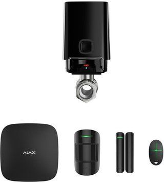 Ajax Комплект охранной сигнализации StarterKit 2 + Умный шаровой кран WaterStop 1", черный