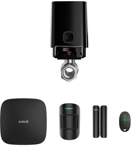 Ajax Комплект охоронної сигналізації StarterKit 2 + Розумний кульовий кран WaterStop 1", чорний