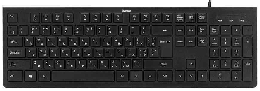 HAMA Клавіатура KC-200 105key, USB-A, EN/UKR, чорний