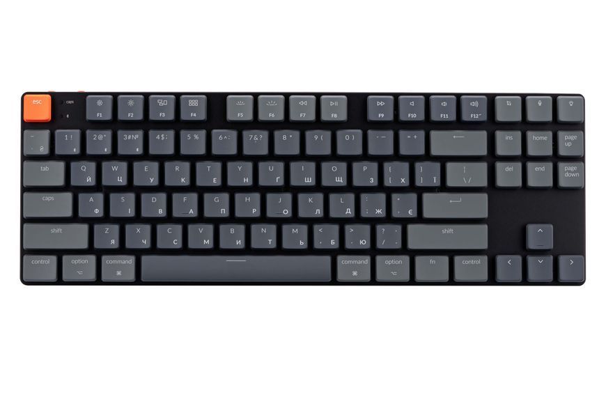 Keychron Клавіатура механічна K1SE 87Key, Gateron Red, BT/USB-A, Low Profile, EN/UKR, RGB, Black