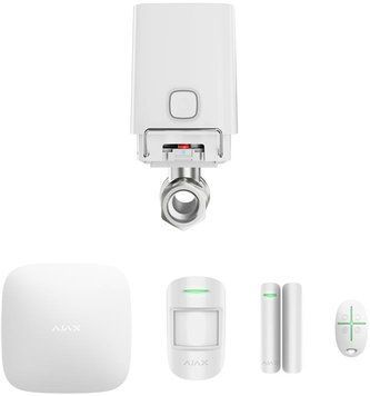 Ajax Комплект охранной сигнализации StarterKit 2 + Умный шаровой кран Ajax WaterStop 1/2", белый