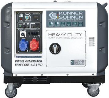 K&ouml;nner & S&ouml;hnen Генератор дизельний KS 9300DE-1/3 ATSR,230/400В,6.5/6.0кВт,7.5/7.0кВт,1/3Фази, електростартер, 168кг