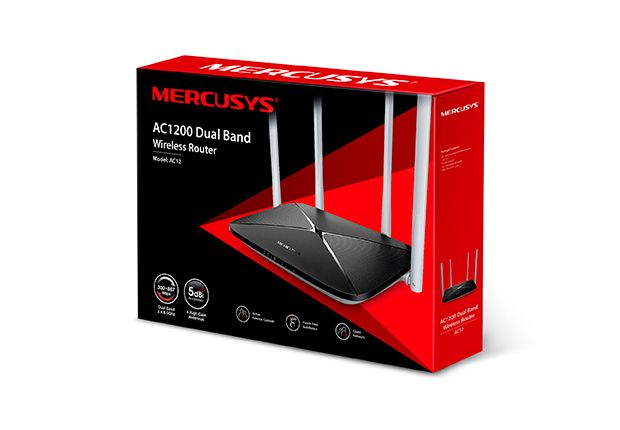 Mercusys Маршрутизатор AC12 v2 AC1200 4xFE LAN 1xFE WAN