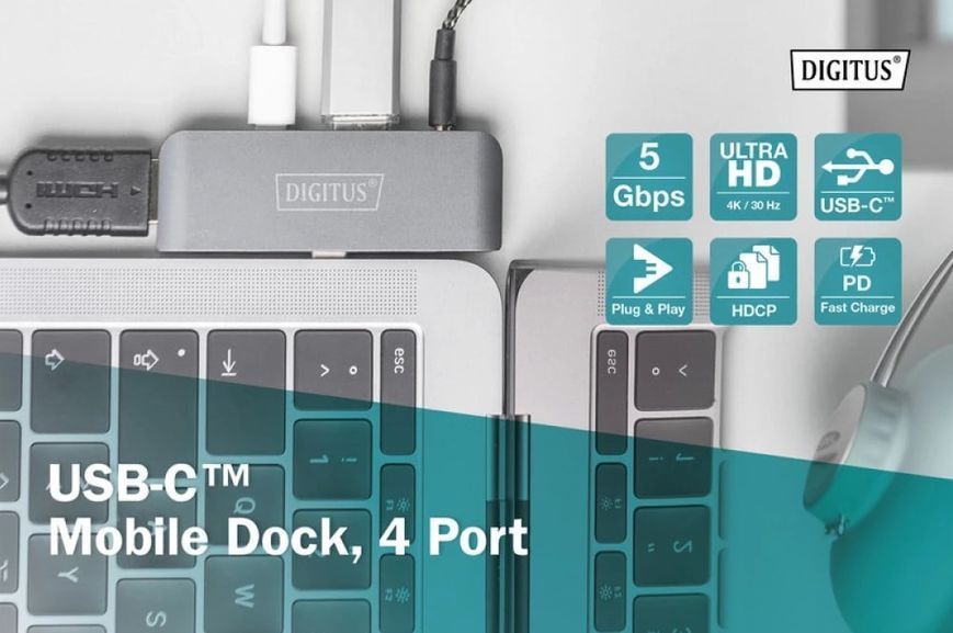 Digitus Док-станція Mobile USB-C, 4 Port DA-70893 фото