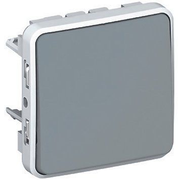 Однополюсний перемикач на два напрямки Legrand Plexo, 10 AX, сірий