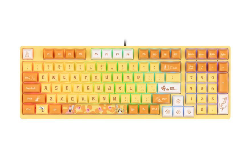 Akko Клавиатура механическая 3098S Sponge Bob 98Key, CS Sponge, USB-A, Hot-swappable, EN/UKR, RGB, Желтый