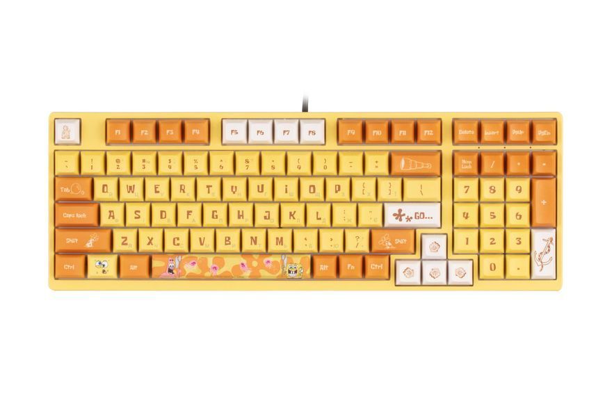 Akko Клавиатура механическая 3098S Sponge Bob 98Key, CS Sponge, USB-A, Hot-swappable, EN/UKR, RGB, Желтый