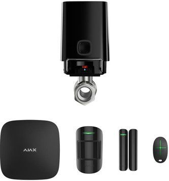 Ajax Комплект охранной сигнализации StarterKit 2 + Умный шаровой кран WaterStop 1/2", черный