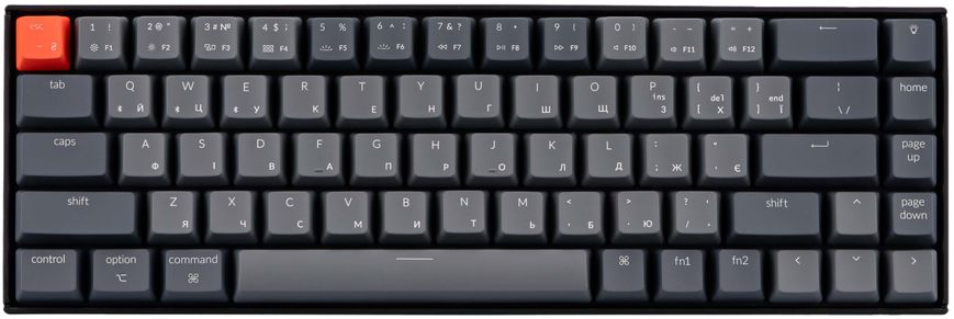 Keychron Клавіатура механічна K6 68Key, Gateron G Pro Blue, BT/USB-A, EN/UKR, White LED, Black