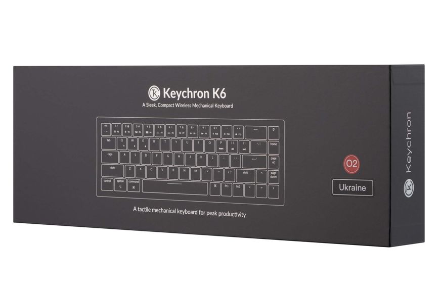 Keychron Клавіатура механічна K6 68Key, Gateron G Pro Blue, BT/USB-A, EN/UKR, White LED, Black