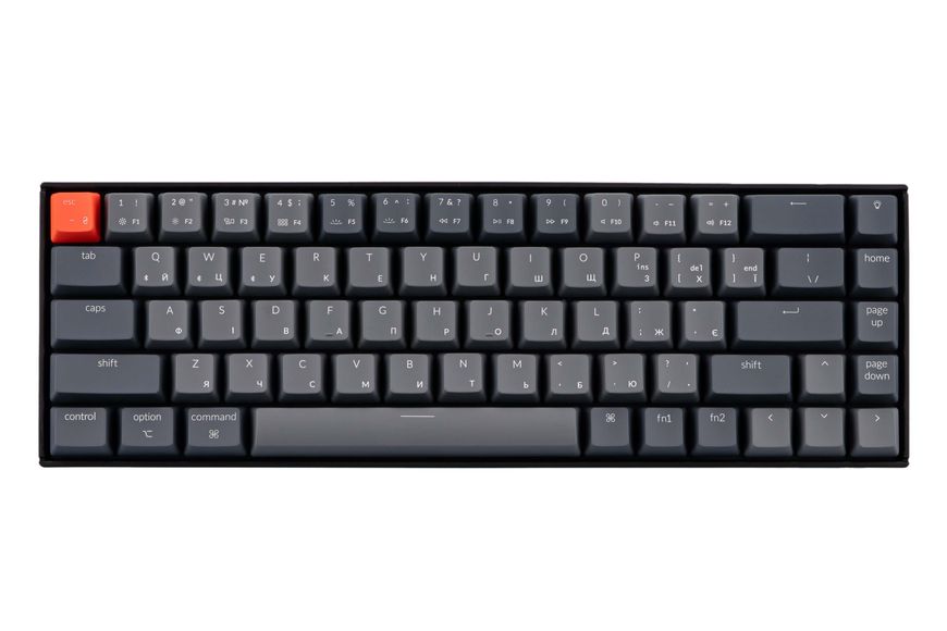 Keychron Клавіатура механічна K6 68Key, Gateron G Pro Blue, BT/USB-A, EN/UKR, White LED, Black