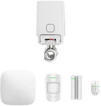 Ajax Комплект охранной сигнализации StarterKit 2 + Умный шаровой кран WaterStop 3/4", белый