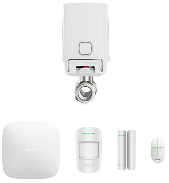 Ajax Комплект охоронної сигналізації StarterKit 2 + Розумний кульовий кран WaterStop 3/4", білий