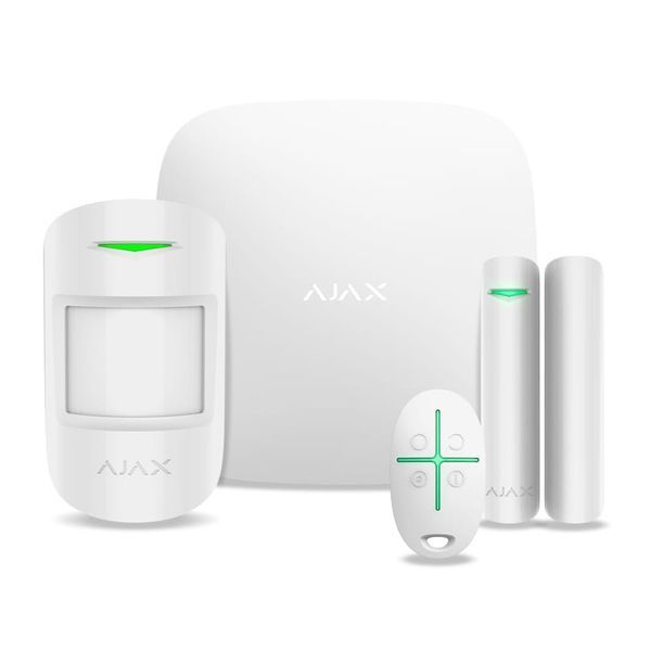 Ajax Комплект охоронної сигналізації StarterKit 2 + Розумний кульовий кран WaterStop 3/4", білий