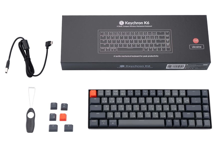 Keychron Клавиатура K6 68 Key Gateron White LED Brown