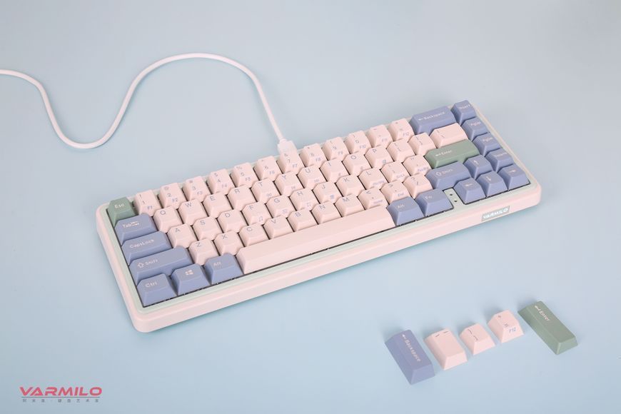 Varmilo Клавиатура механическая Minilo VXT67 Eucalyptus 67Key, Gateron G Pro 2.0 Red, BT/WL/USB-A, Hot-Swap, EN