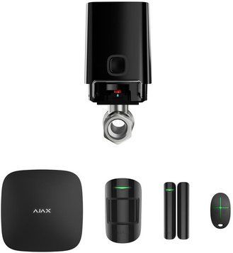 Ajax Комплект охранной сигнализации StarterKit 2 + Умный шаровой кран WaterStop 3/4", черный