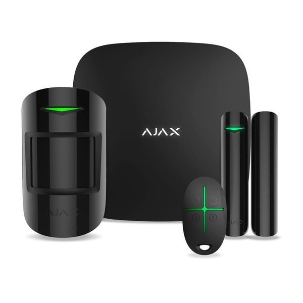 Ajax Комплект охоронної сигналізації StarterKit 2 + Розумний кульовий кран WaterStop 3/4", чорний