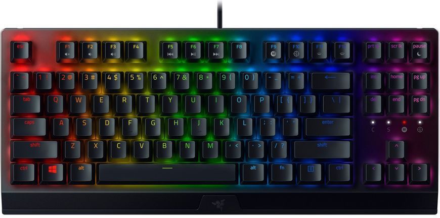Razer Клавиатура механическая BlackWidow V3 TKL 87key, Green Switch, USB-A, EN/RU, RGB, чёрный