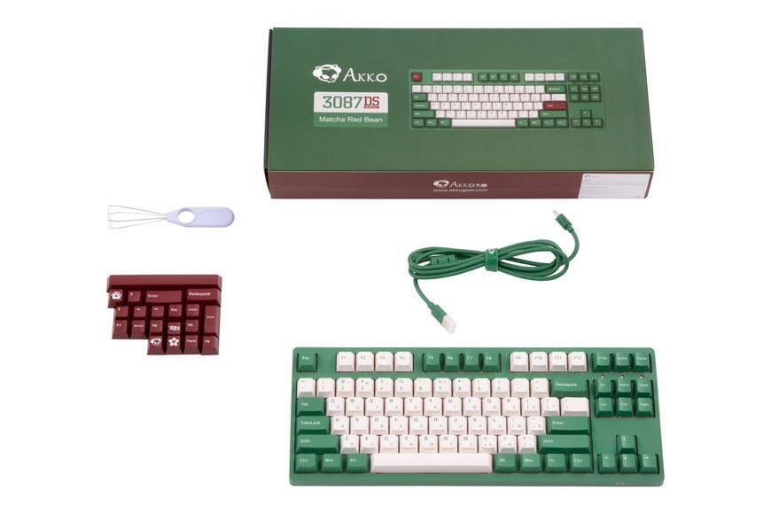 Akko Клавіатура механічна 3087 Matcha Red Bean 87Key, Cherry MX Silent Red, USB-A, EN/UKR, No LED, Зелений