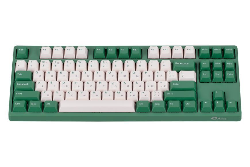 Akko Клавіатура механічна 3087 Matcha Red Bean 87Key, Cherry MX Silent Red, USB-A, EN/UKR, No LED, Зелений