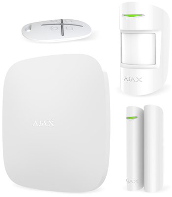Ajax Комплект охоронної сигналізації StarterKit, hub, motionprotect, doorprotect, spacecontrol, jeweller, бездротовий, білий