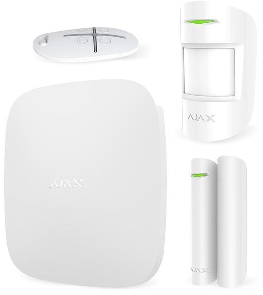 Ajax Комплект охоронної сигналізації StarterKit, hub, motionprotect, doorprotect, spacecontrol, jeweller, бездротовий, білий