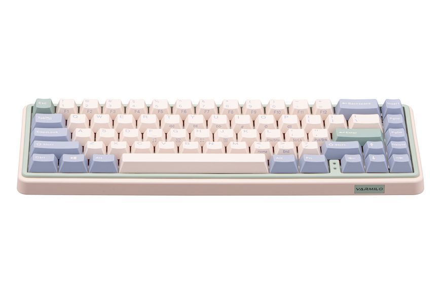 Varmilo Клавиатура механическая Minilo VXT67 Eucalyptus 67Key, Gateron G Pro 2.0 Yellow, BT/WL/USB-A, Hot-Swap, EN, RGB, Розовый