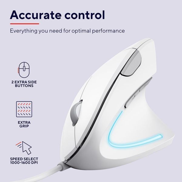 Миша Trust Verto Ergonomic, USB-A, білий 25133_TRUST фото