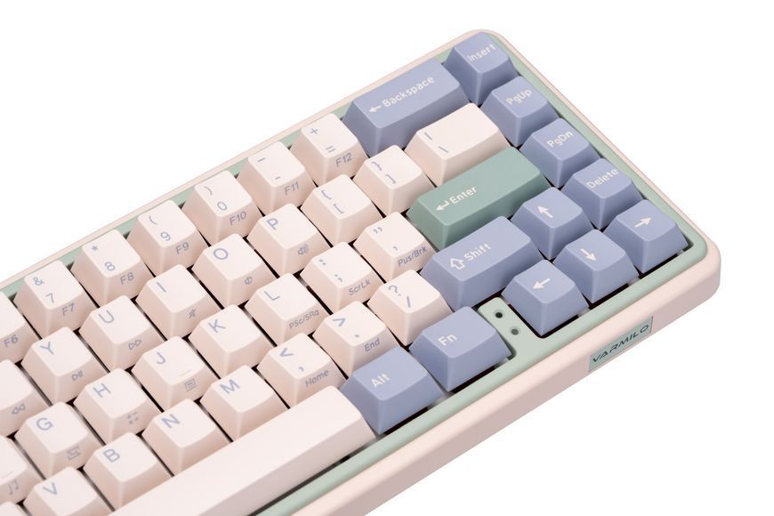 Varmilo Клавіатура механічна Minilo VXT67 Eucalyptus 67Key, Kailh Prestige Light , BT/WL/USB-A, Hot-Swap, EN, RGB, Рожевий