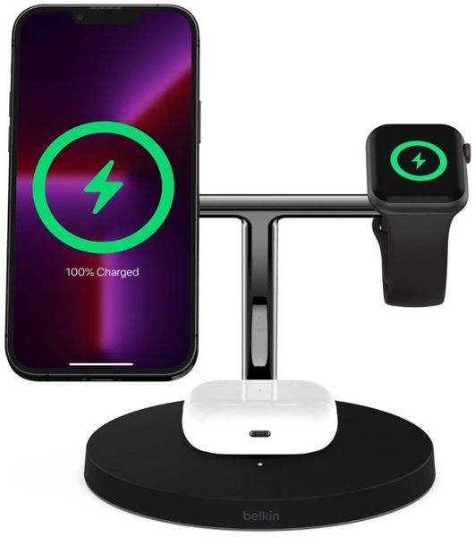 Belkin Беспроводное зарядное устройство 3in1 MagSafe iPhone Wireless Charger Black