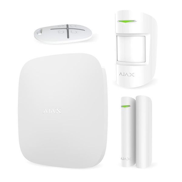 Ajax Комплект охоронної сигналізації StarterKit Plus, hub plus, motionprotect, doorprotect, spacecontrol, jeweller, бездротовий, білий