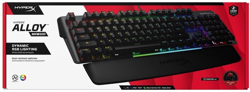 HyperX Клавіатура HyperX Alloy MKW100 TTC Red USB RGB ENG/RU, Black