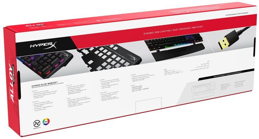 HyperX Клавіатура HyperX Alloy MKW100 TTC Red USB RGB ENG/RU, Black