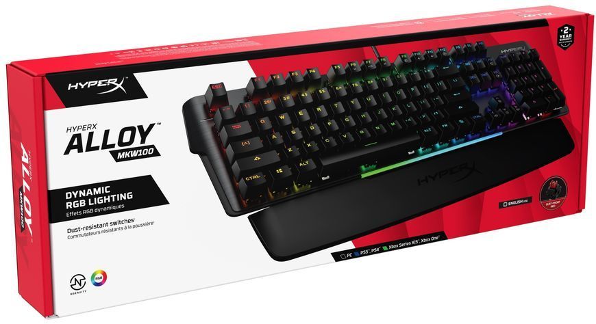 HyperX Клавіатура HyperX Alloy MKW100 TTC Red USB RGB ENG/RU, Black