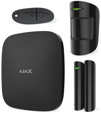 Ajax Комплект охоронної сигналізації StarterKit Plus, hub plus, motionprotect, doorprotect, spacecontrol, jeweller, бездротовий, чорний