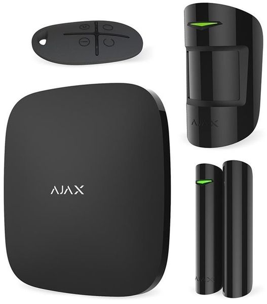 Ajax Комплект охранной сигнализации StarterKit Plus, hub plus, motionprotect, doorprotect, spacecontrol, jeweller, беспроводной, черный