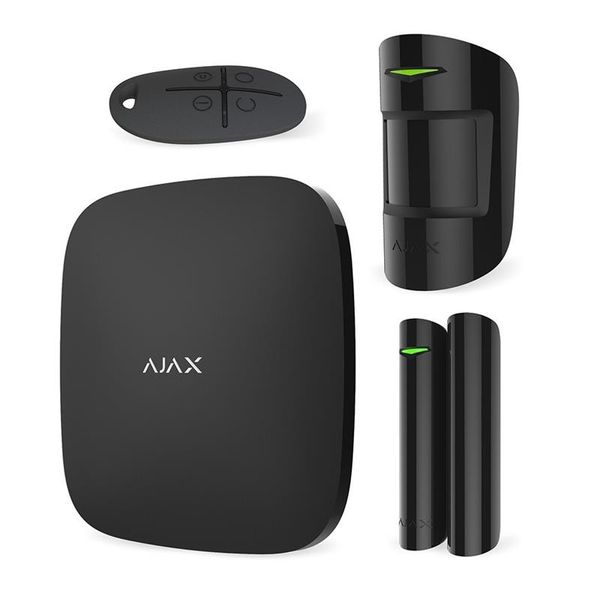 Ajax Комплект охранной сигнализации StarterKit Plus, hub plus, motionprotect, doorprotect, spacecontrol, jeweller, беспроводной, черный