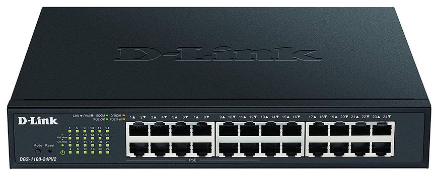 D-Link Комутатор DGS-1100-24PV2/E 24xGE (1-12 PoE) EasySmart